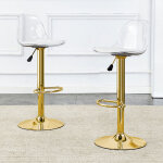 Lot de 2 tabourets de bar hauteur r�glable 82 - 104 cm pivotants 360�, dossier transparent, pieds m�tal ...