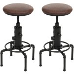 Lot de 2 tabourets de bar hhg - 557, tabourets de bar pivotants et r�glables en hauteur, style industriel, ...
