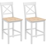 Lot de 2 tabourets de bar - homcom - dossier haut et repose - pieds - cadre en bois massif - 41x46x97, ...