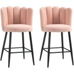 Homcom ? lot de 2 tabourets de bar ? dossier ergonomique et repose - pieds ? acier noir et tissu effet ...