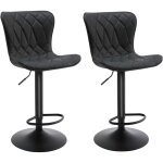 Lot de 2 tabourets de bar homemiyn - hauteur rglable, 360 rotatif en simili - cuir noir diamant