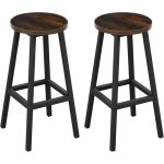 Lot de 2 tabourets de bar klihome si�ge rond en bois d'ing�nierie - structure m�tallique - tabouret fixe ...