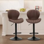 Lot de 2 tabourets de bar modernes pivotants ? tabourets réglables en simili cuir avec haut dossier, ... Lot de 2 tabourets de bar modernes pivotants ? tabourets réglables en simili cuir avec haut dossier, ...
