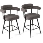 Lot de 2 tabourets de bar pivotants, chaises de comptoir 69 cm de hauteur avec dossier et accoudoirs ...