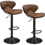 Lot de 2 tabouret bar pivotant, chaise de bar industrielle en similicuir avec cadre mtallique, dossier ...