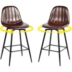 Lot de 2 tabourets de bar pivotants en pu marron capitonne style vintage 67hcm - urban meuble