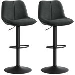 Lot de 2 tabourets de bar, pivotants, r�glables en hauteur, dossier ergonomique, velours, base m�tallique, ...