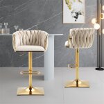Lot de 2 tabourets de bar pivotants en velours vintage avec dossier et repose - pieds à hauteur de comptoir ... Lot de 2 tabourets de bar pivotants en velours vintage avec dossier et repose - pieds à hauteur de comptoir ...