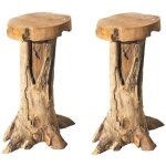 Lot de 2 tabourets de bar racine de teck 40cm farmer casita fartabouht - 40x40x75 cm - kayu meuble