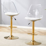 Lot de 2 tabourets de bar r�glables 360�, largeur d'assise 45, 7 cm, dossier plastique transparent, si�ge ...