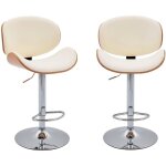 Lot de 2 tabourets de bar r�glable d�cor bois courb� et simili cuir - l 53 p 51 x h 95 - 116cm - dwight ...