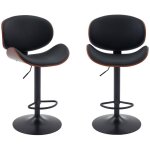 Lot de 2 tabourets de bar r�glable d�cor bois courb� et simili cuir - l 53 p 51 x h 95 - 116cm - dwight ...