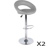 Meublorama - lot de 2 tabourets de bar rglables en hauteur 77 - 97 cm ? assise simili cuir pu gris, ...