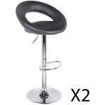 Meublorama - lot de 2 tabourets de bar rglables en hauteur 77 - 97 cm ? assise simili cuir pu noir, ...