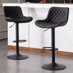 Lot de 2 tabouret de bar rglable en hauteur avec dossier chaise de bar pivotante moderne design en faux ...