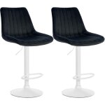 Lot de 2 tabourets de bar r�glable en hauteur pivotant � 360� assise en velours noir couture verticale ...