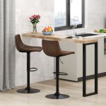 Lot de 2 tabourets de bar r�glables en hauteur rembourr�es chaises de cuisine rotation � 360� pour cuisine ...
