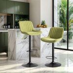 Lot de 2 tabouret de bar ? rembourrs en velours, pivotants  360, pieds en mtal, hauteur rglable, ...