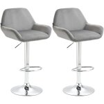 Lot de 2 tabourets de bar repose - pieds en forme d'arc en m�tal chrom� assise en velours gris 100004033 ...