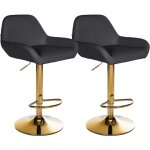 Lot de 2 tabourets de bar repose - pieds en forme d'arc en métal doré assise en pvc noir tdb10803 Lot de 2 tabourets de bar repose - pieds en forme d'arc en métal doré assise en pvc noir tdb10803