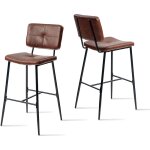 Lot de 2 tabourets de bar rtro vintage - assises rembourres de 75 cm de hauteur - chaises hautes marron ...