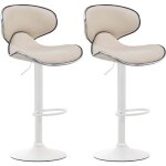 Lot de 2 tabourets de bar si�ges modernes aux lignes ondul�es en pvc cr�me pied trompette m�tal blanc ...