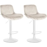 Lot de 2 tabourets de bar solon blanc cr�me velours