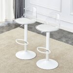 Lot de 2 tabourets de bar transparents rglables en hauteur, pivotants  360, avec dossier ergonomique ...