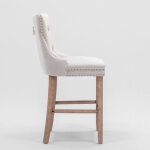 Lot de 2 tabourets de bar en velours bleu avec dossier haut et pieds en bois