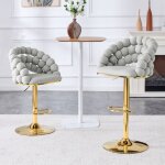 Lot de 2 tabourets de bar en velours, hauteur r�glable 65?112 cm, dossier � cha�nes de boules en velours, ...