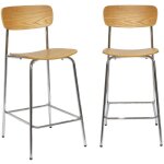 Lot de 2 tabourets de bar vintage contreplaqué avec placage bois et pieds métal l 42. 5 x p 50 x h 94cm ... Lot de 2 tabourets de bar vintage contreplaqué avec placage bois et pieds métal l 42. 5 x p 50 x h 94cm ...