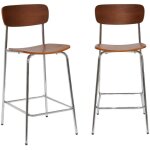 Lot de 2 tabourets de bar vintage contreplaqué avec placage bois et pieds métal l 42. 5 x p 50 x h 94cm ... Lot de 2 tabourets de bar vintage contreplaqué avec placage bois et pieds métal l 42. 5 x p 50 x h 94cm ...