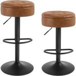 Lot de 2 tabouret bar woltu tabouret pivotant  360, similicuir + mtal, marron