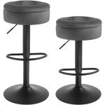 Lot de 2 tabouret bar woltu tabouret pivotant � 360�, velours + m�tal, gris fonc�