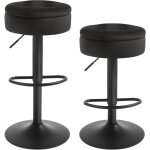 Lot de 2 tabouret bar woltu tabouret pivotant  360, velours + mtal, noir