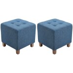 Clp - lot de 2 tabourets bas pharao en tissu bleu Clp - lot de 2 tabourets bas pharao en tissu bleu