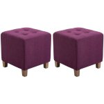 Clp - lot de 2 tabourets bas pharao en tissu violet