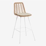 Lot de 2 tabourets hauts en rotin synth�tique gouda natural sklum naturel ?75 cm blanc