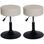 Lot de 2 tabourets hhg - 888, tabouret de maquillage, rglable en hauteur pivotant  37cm tissu boucl ...
