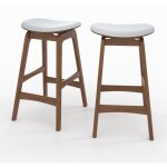 Rendez - vous d�co - lot de 2 tabourets pour �lot central 65, 5 cm en bois et tissu gris - jude
