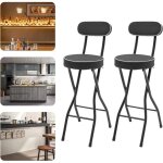 Lot de 2 tabourets pliants et portables rembourr�s - tabouret de bar - structure en acier robuste - tabouret ...