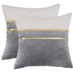 Lot de 2 taies d'oreiller d�coratives 50x50 cm, �pissage en gris, pour salon, chambre, maison.