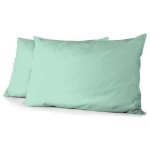 Lot de 2 taies d'oreiller - home linge passion - hp72083 - microfibre 82 g - 50 x 70 cm - vert d'eau