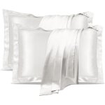 Lot de 2 taies d'oreiller en satin blanc, idéales pour la santé des cheveux et de la peau, taies d'oreiller ... Lot de 2 taies d'oreiller en satin blanc, idéales pour la santé des cheveux et de la peau, taies d'oreiller ...