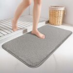 Lot de 2 tapis de bain antid�rapant microfibre 60x90cm gris