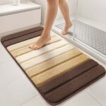 Lot de 2 tapis de bain antid�rapant microfibre motif d�grad� 40x60cm beige