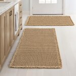 Lot de 2 tapis de salle de bain gaufrés, style bohème, antidérapants, lavables, pour sol de salle de ... Lot de 2 tapis de salle de bain gaufrés, style bohème, antidérapants, lavables, pour sol de salle de ...