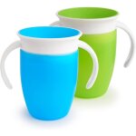 Lot de 2 tasses d'apprentissage miracle 360 - rose / violette - un gobelet bleu, un gobelet vert
