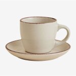 Sklum ? lot de 2 tasses � caf� en gr�s avec soucoupes ? 9 cl ? beige et marron ? conserve la chaleur ...