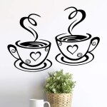 Ahlsen - lot de 2 tasses de stickers muraux pour cuisine en vinyle avec citation d'amour pour pub déco ... Ahlsen - lot de 2 tasses de stickers muraux pour cuisine en vinyle avec citation d'amour pour pub déco ...